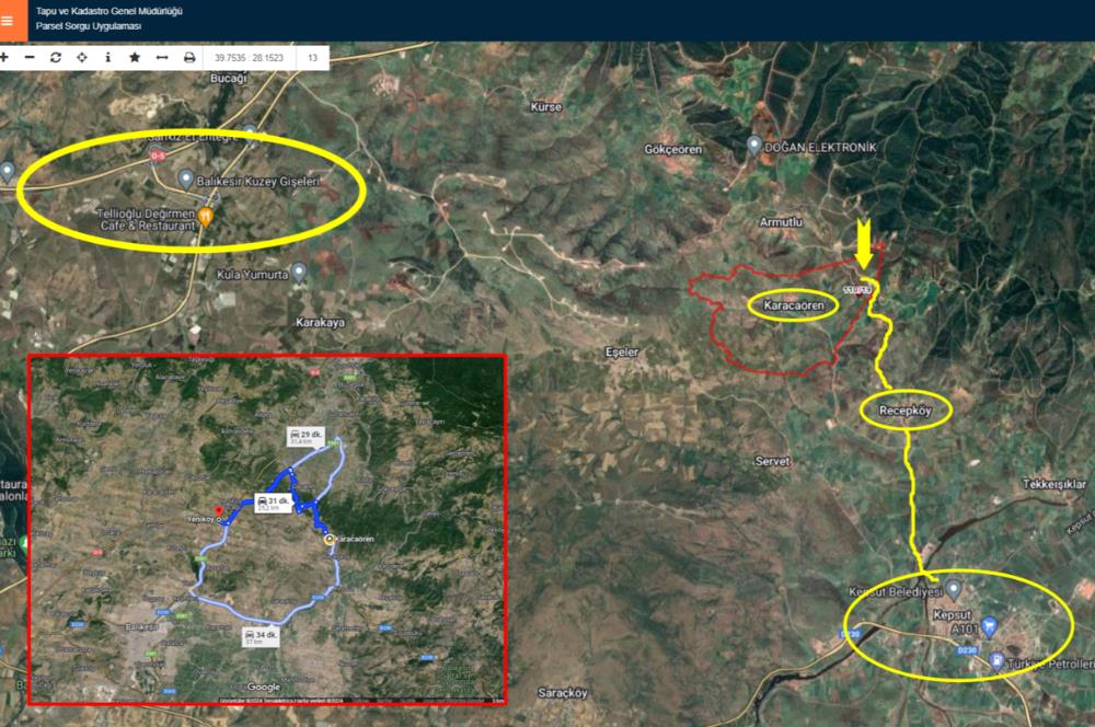 BALIKESİR KEPSUT SATILIK 4.000m2 TARLA *80m ASFALT YOL CEPHELİ*