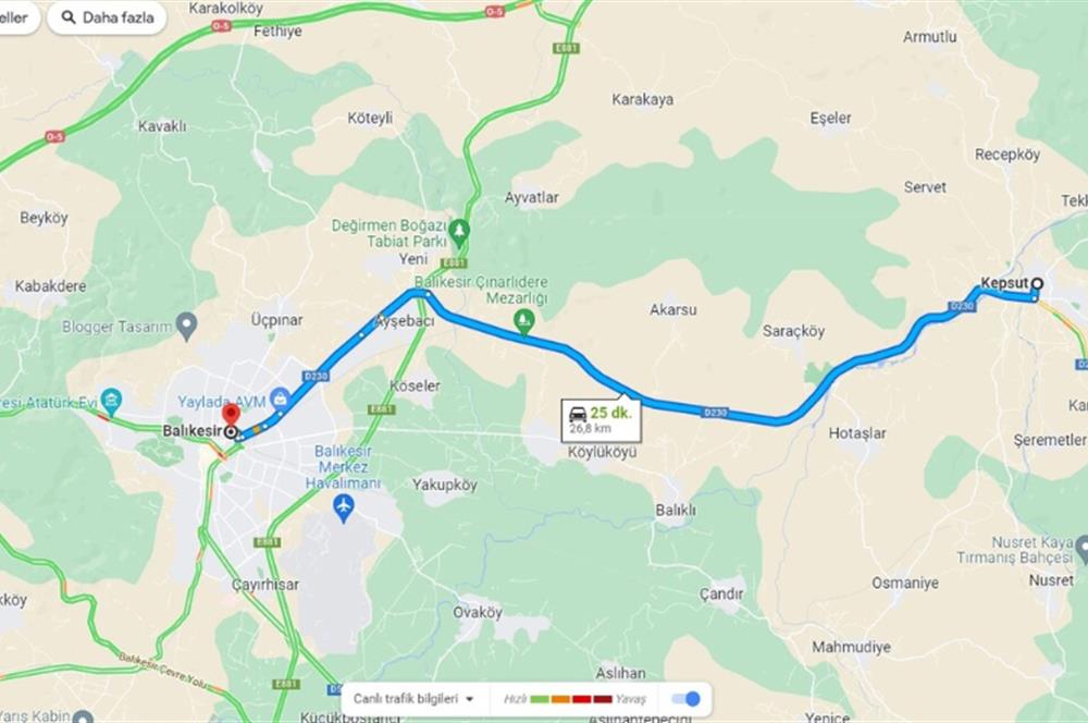 BALIKESİR KEPSUT SATILIK 4.000m2 TARLA *80m ASFALT YOL CEPHELİ*