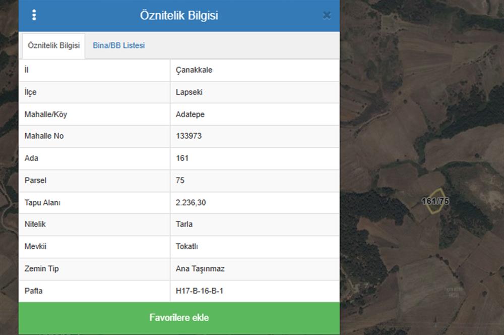 ÇANAKKALE LAPSEKİ ADATEPE'DE YATIRIMLIK TARLA