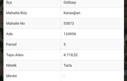 Ankara Gölbaşı Karaoğlan Mahallesinde Satılık Tarla