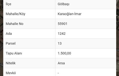 GÖLBAŞİ KARAOĞLAN MAHALLESİNDE SATILIK ARSA