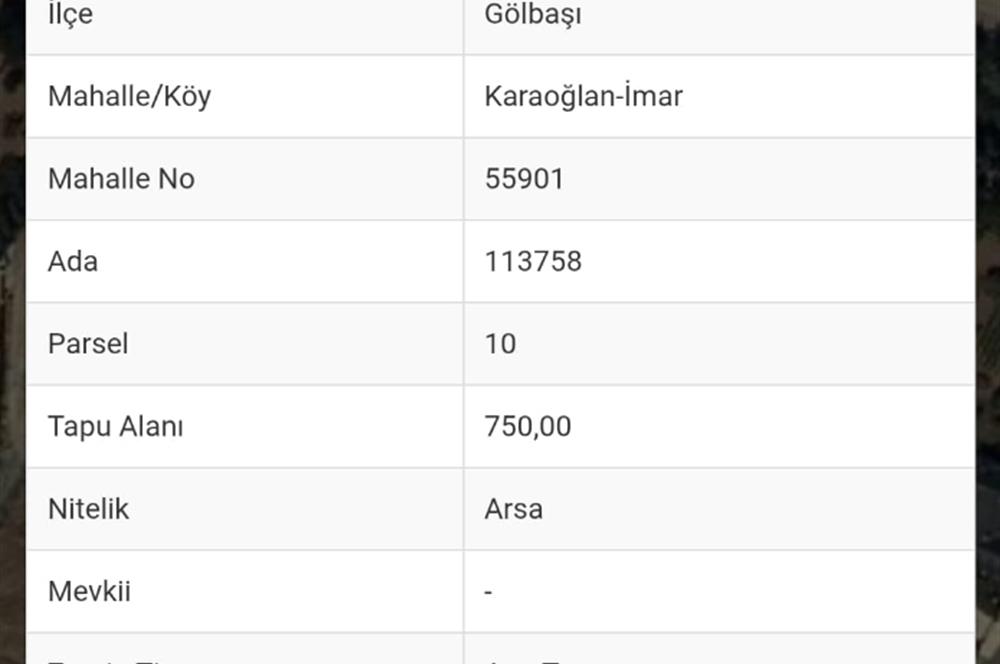 GÖLBAŞI KARAOĞLAN'DA SATILIK VİLLA ARSASI