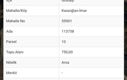 GÖLBAŞI KARAOĞLAN'DA SATILIK VİLLA ARSASI