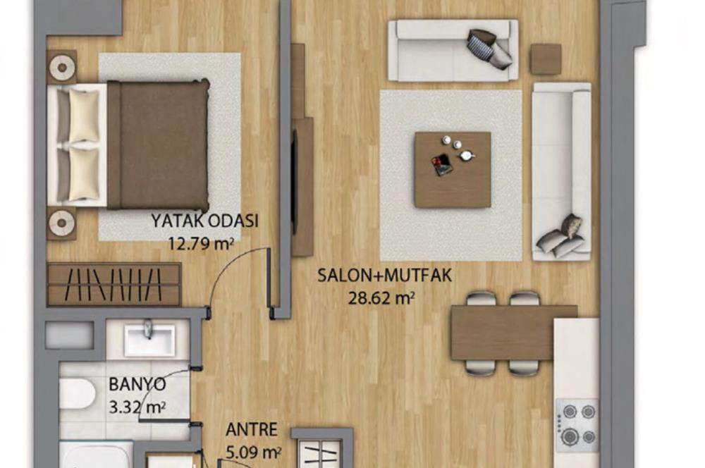 NİDA PARK SEYRANTEPE’DE SATILIK 1+1 DAİRE