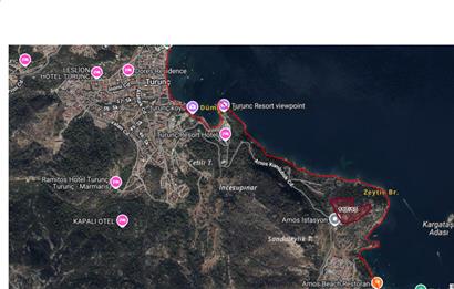 Marmaris Turunç’ta Deniz Manzaralı 990 m² Zeytinlik Hissesi Satılık