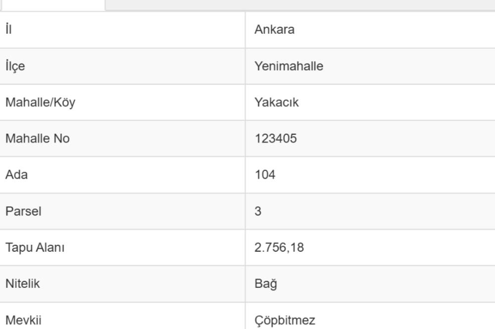YENİMAHALLE YAKACIK'TA 2756 m² SATILIK BAĞ YERİ