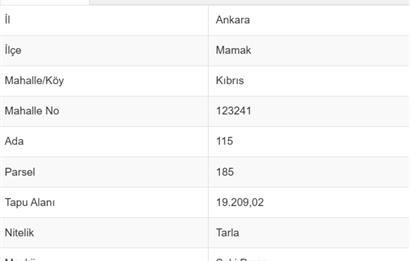 ANKARA MAMAK KIBRIS’TA 19.209 m² SATILIK TARLA