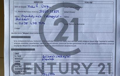  CENTURY21 LOCA'DAN PELİTKÖY'DE YOL ÜZERİNDE FIRSAT ARAZİ !