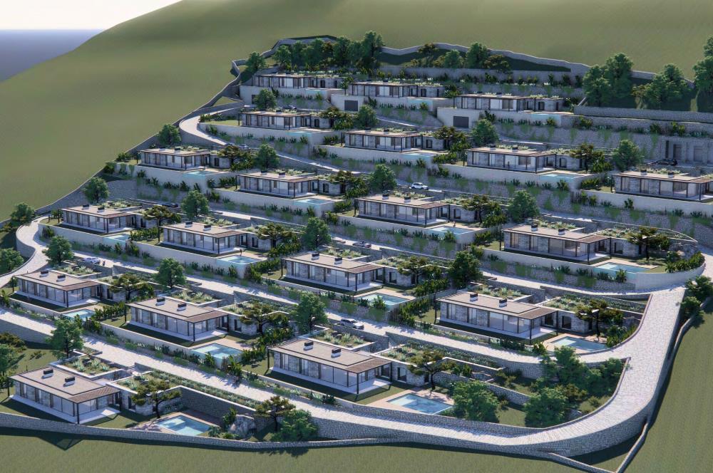 Projeden Deniz ve Mistik Doğa Manzaralı Lüks Mimari Müstakil Havuzlu 4+1 Villalar