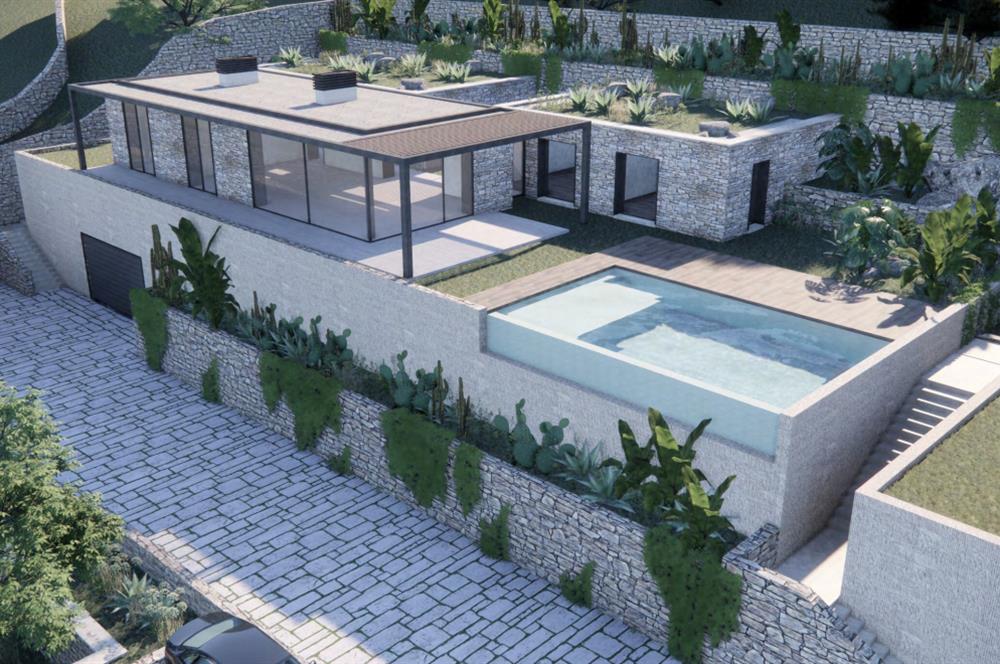Projeden Deniz ve Mistik Doğa Manzaralı Lüks Mimari Müstakil Havuzlu 4+1 Villalar