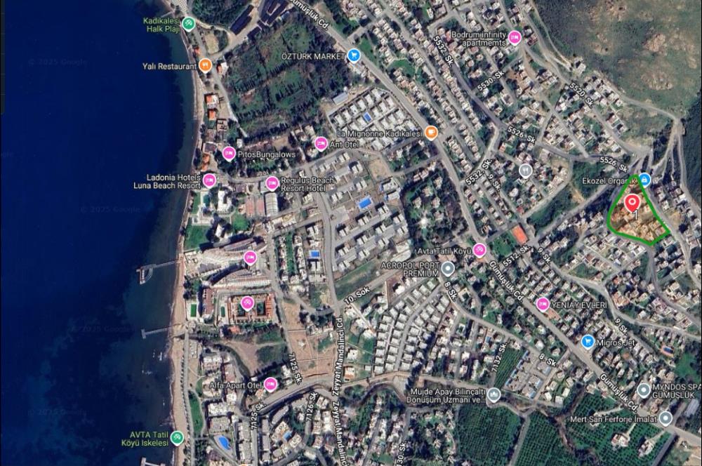 Bodrum Peksimet'de Satılık Deniz Manzaralı İmarlı Arsa