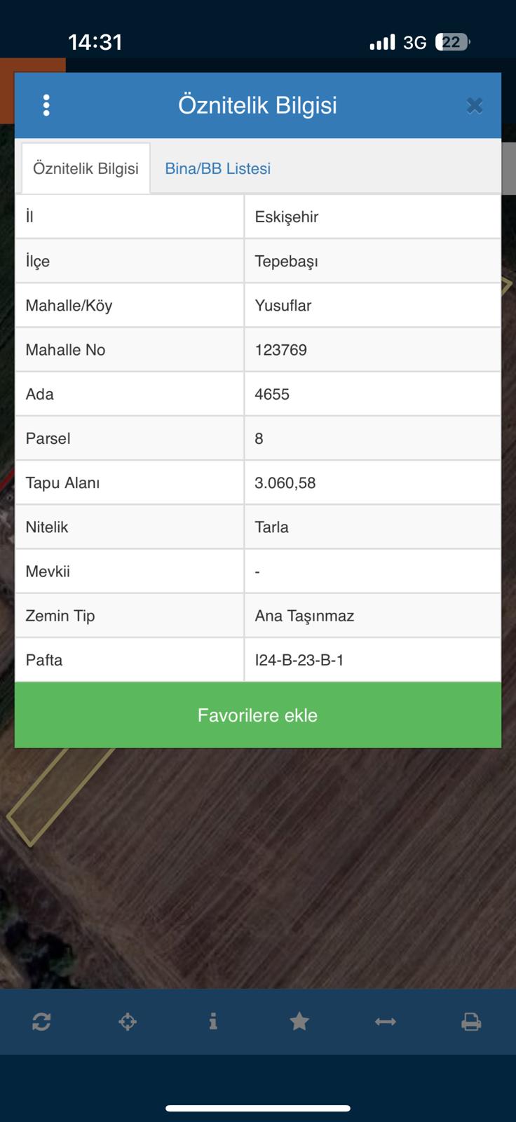 ESKİŞEHİR TEPEBAŞINDA 3060M2 SATILIK TARLA