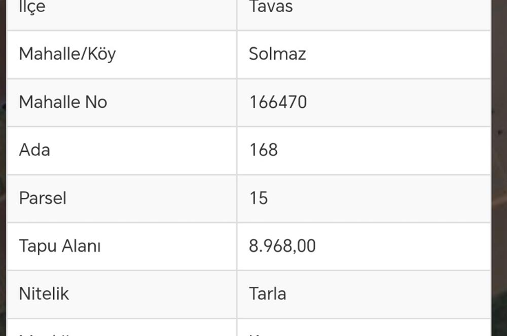 Tavas Solmaz Mahallesinde Satılık Tarla 