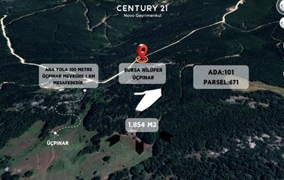 C21 NOVO'DAN NİLÜFER ÜÇPINAR MEVKİİNDE 1.854 M2 SATILIK TARLA