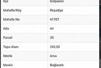 BİLECİK GÖLPAZARI REŞADİYE SATILIK İMARLI ARSA
