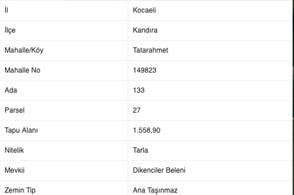 KOCAELİ KANDIRADA SATILIK TARLA