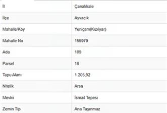 ÇANAKKALE, AYVACIK, YENİÇAM, KÖY İMARLI TARLA, SATILIK