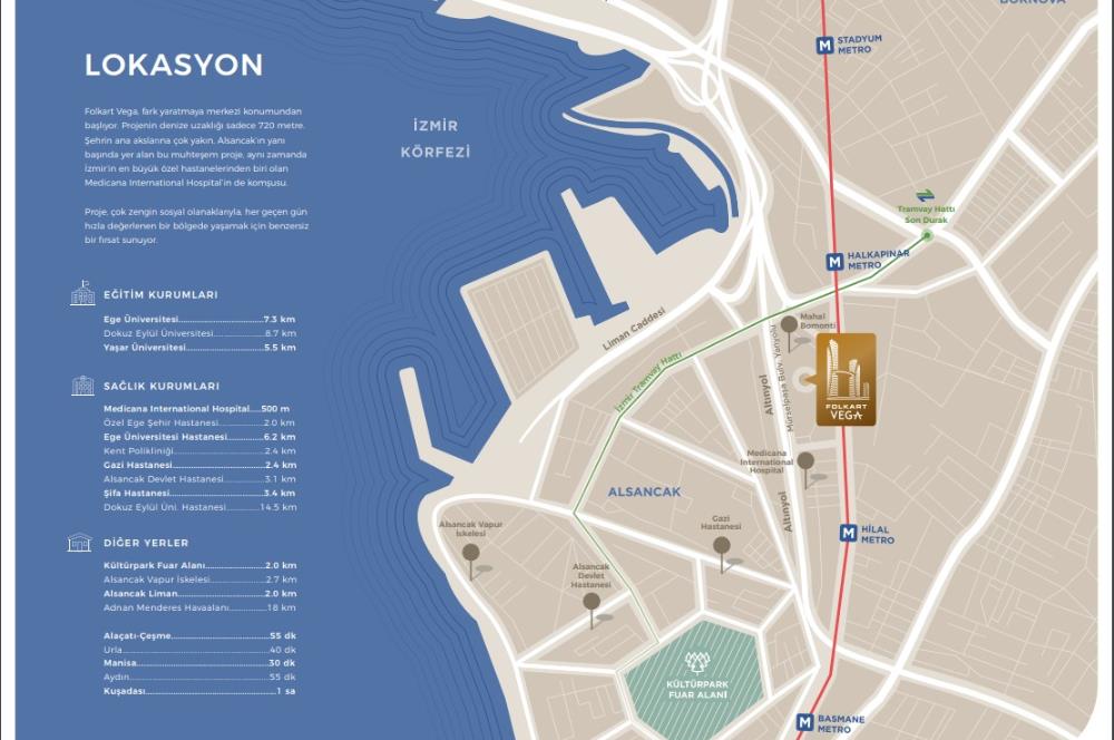 Folkart Vega’da Kiralık Eşyalı 1+1 – 25. Kat