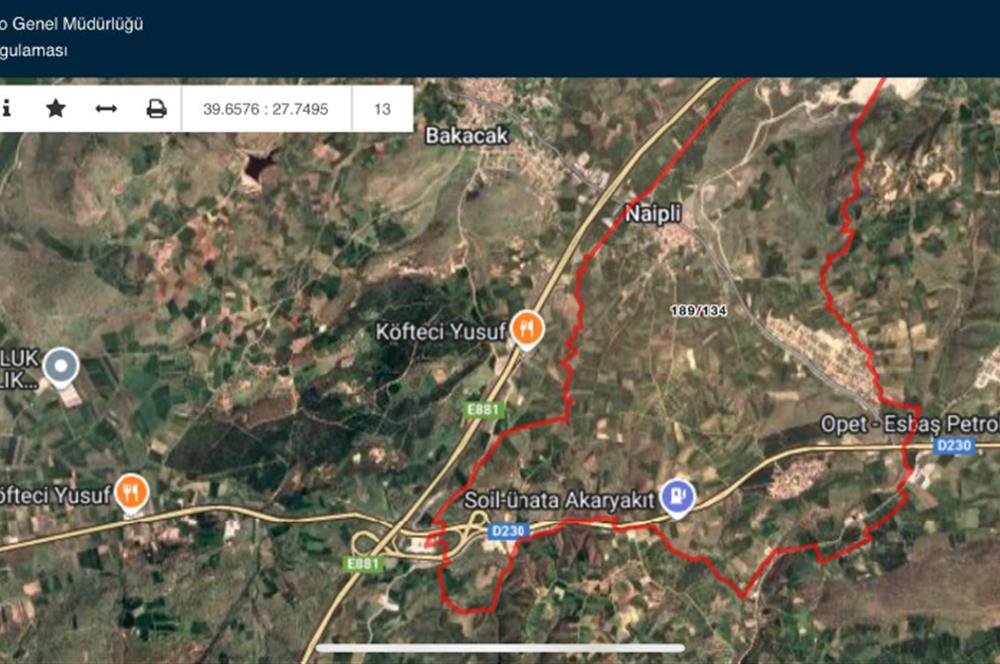 BALIKESİR NAİPLİ'DE YATIRIM FIRSATI 1546 M2 TARLA!