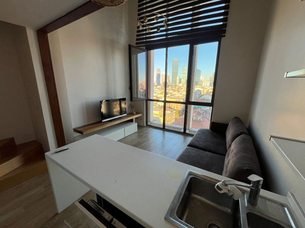 Nef163 1+1 Satılık Loft Geniş Yüksek Kat Kanyon Cephe Daire
