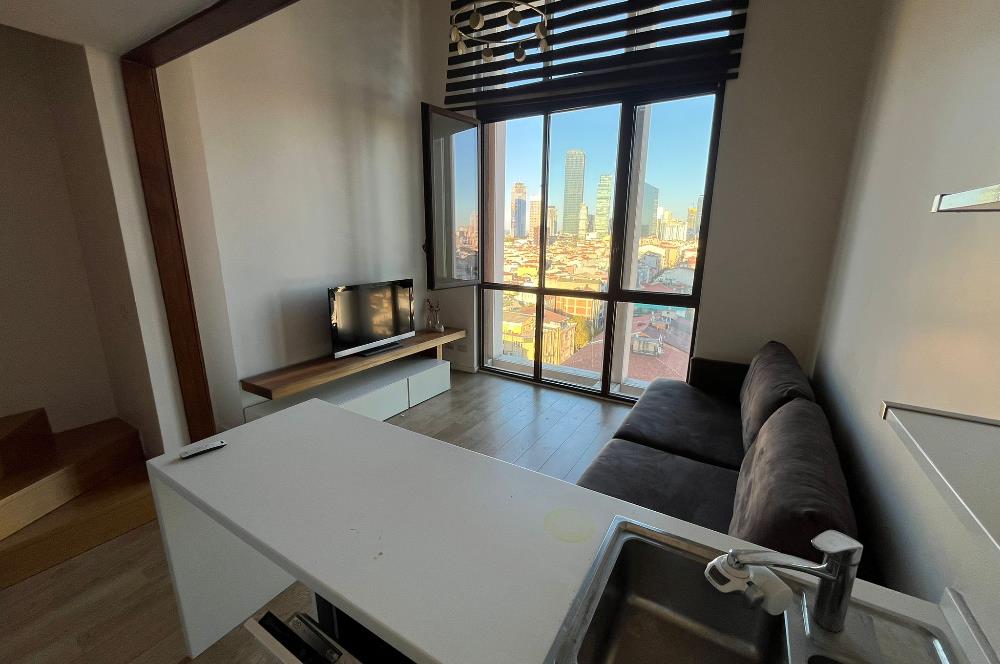 Nef163 1+1 Satılık Loft Geniş Yüksek Kat Kanyon Cephe Daire