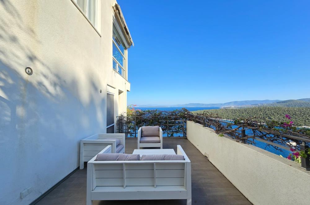 Bodrum Türkbükü Hebilkoy’da Prestijli Olivehill Sitesinde Eşsiz Deniz Manzaralı Satılık Dubleks