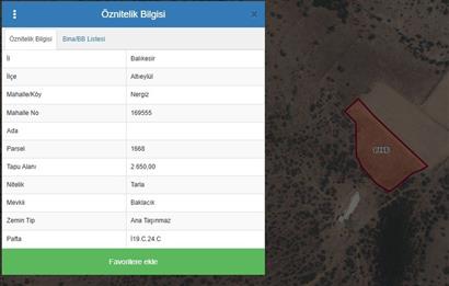 Century21 Bal'dan Altıeylül Nergiz Mahallesinde Satılık Tarla