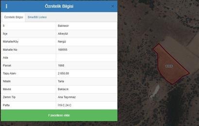 Century21 Bal'dan Altıeylül Nergiz Mahallesinde Satılık Tarla