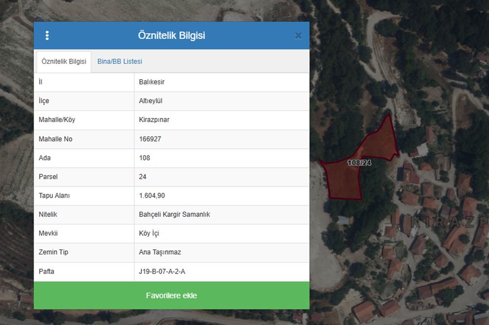 C21 BAL'dan ALTIEYLÜL KİRAZPINAR KÖYÜNDE SATILIK ARSA