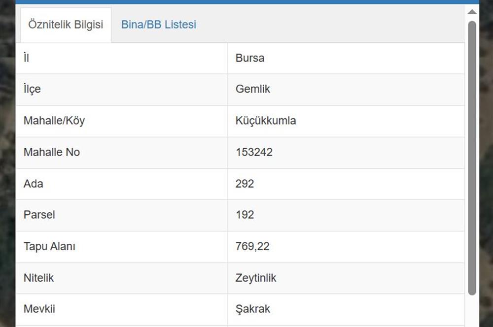 C21 Cius; Küçükkumla'da Satılık 769 m2 Zeytinlik