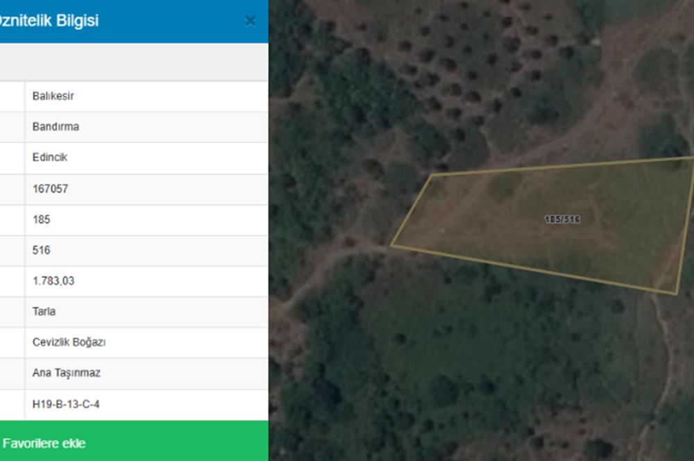 Century 21 Bal'dan Bandırma Edincik Mahallesinde Satılık Tarla