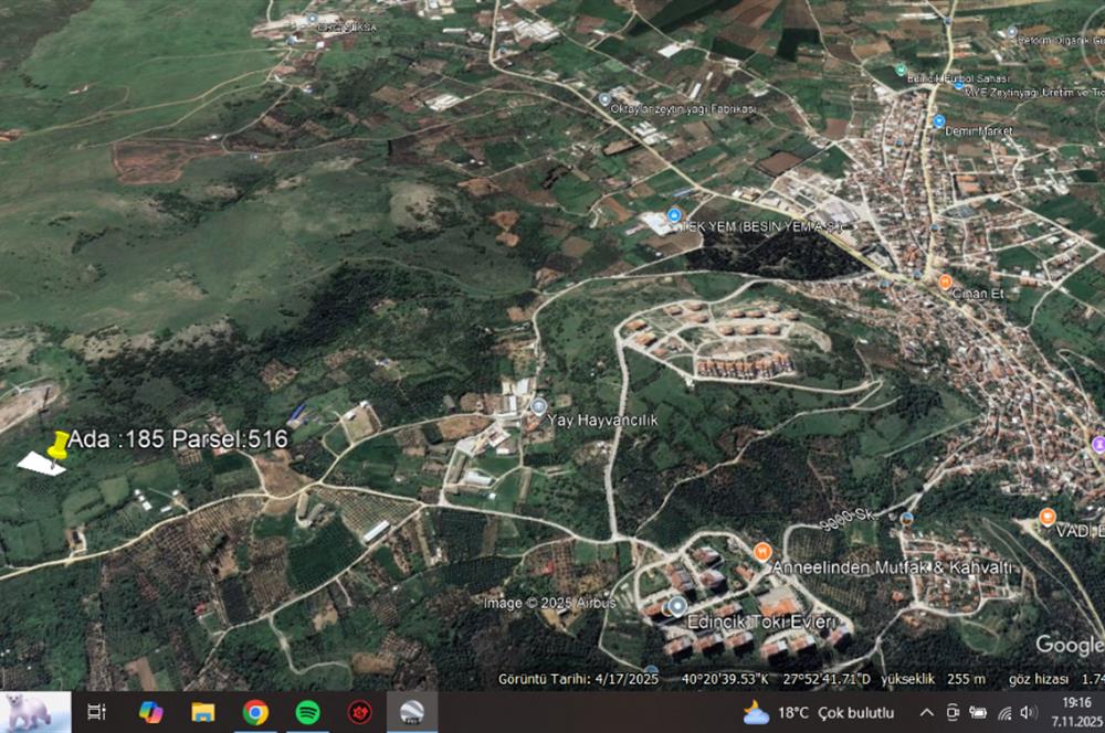 Century 21 Bal'dan Bandırma Edincik Mahallesinde Satılık Tarla