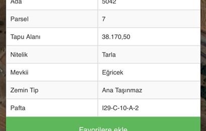 BEYNAM EĞRİCEK MEVKİİNDE ANA YOLA CEPHE SATILIK TARLA 