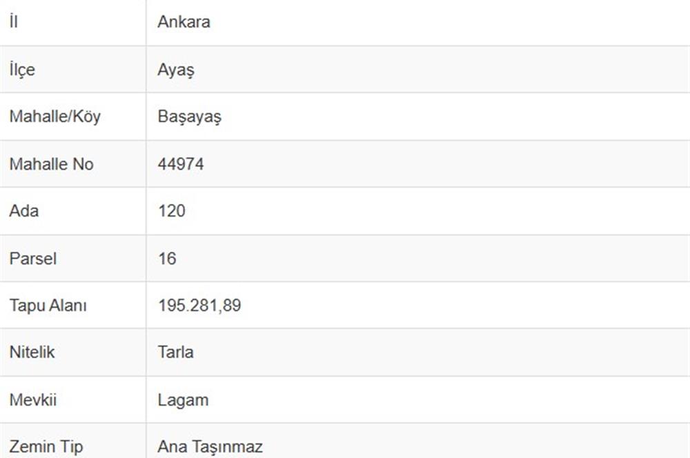 Ayaş Başayaş'da Hisseli Tarla