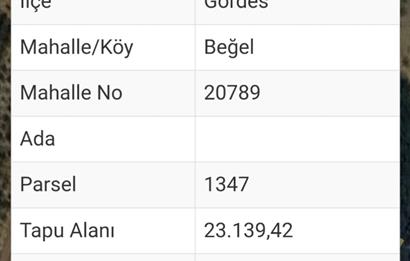 C21 Cius; Manisa Gördes Beğel'de 23.139 m2 Tarla