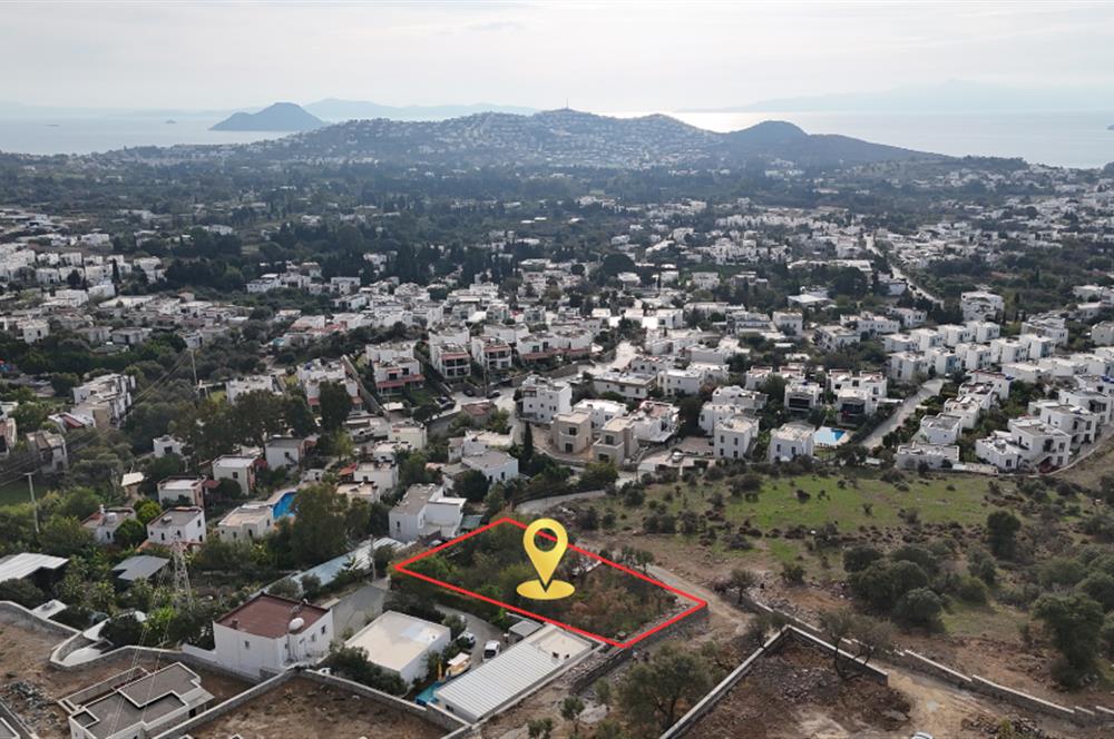 Gümüşlük Merkezde 1345 m2 Konut İmarlı Deniz Manzaralı Satılık Arsa