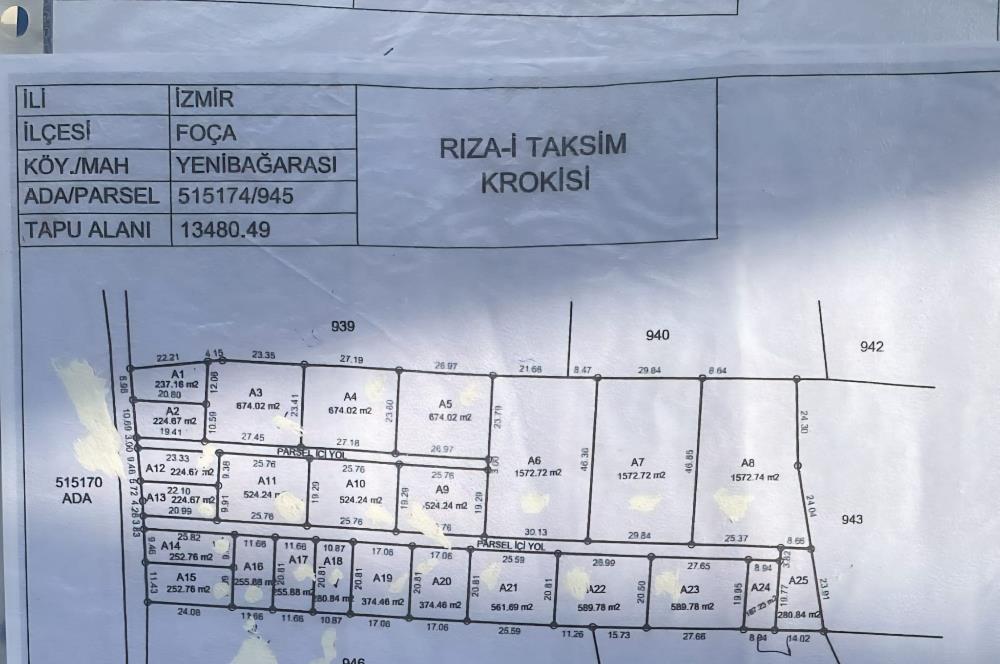 Foça Yenibağarası Satılık Fırsat Arazi