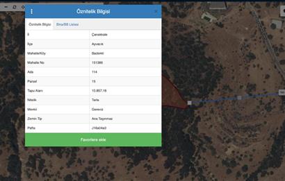 AYVACIK BADEMLİ ALTINDA 10856 M2 YATIRIMLIK SATILIK TARLA