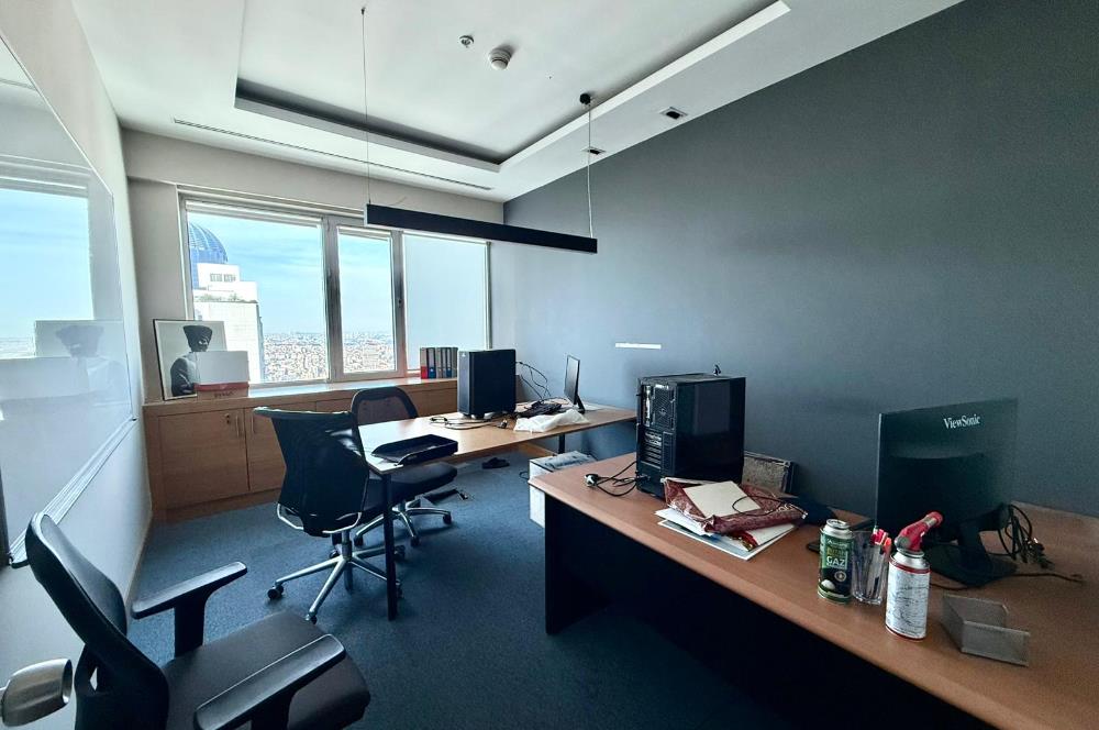 Levent Kiralık Ofis Metrocity 22.Kat Deniz Manzaralı 207m2 Dekorasyonlu Ofis;