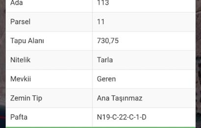 ÇÖKERTME 'DE DENİZE SIFIR TEK TAPU 730 M2