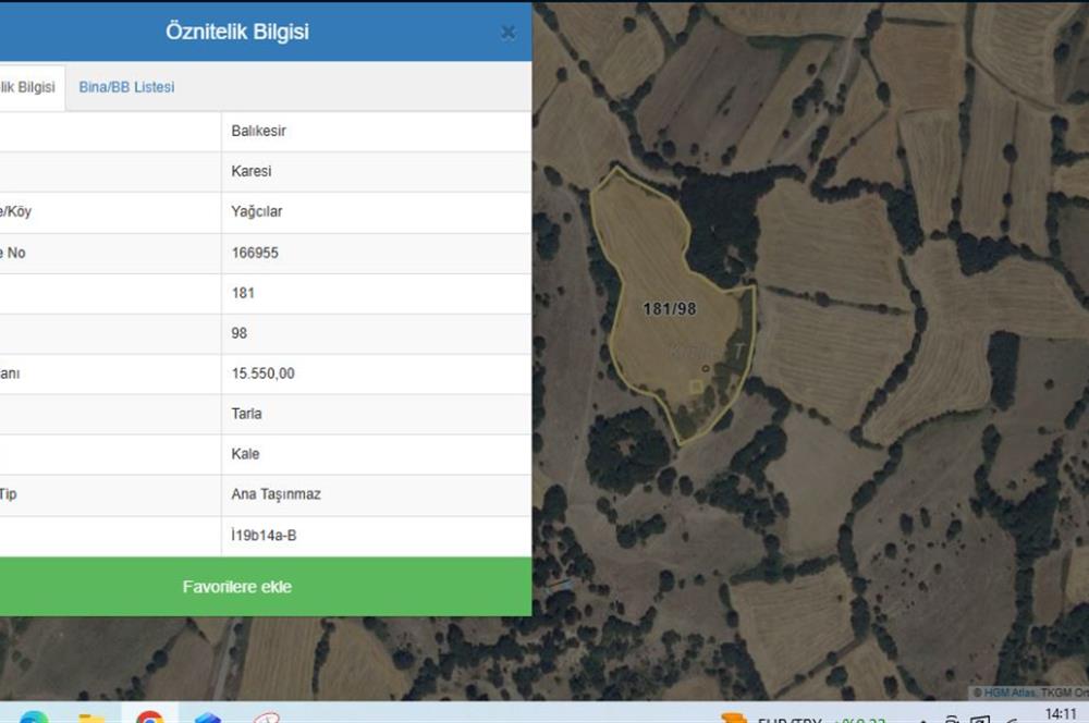 C21 BAL'DAN BALIKESİR YAĞCILAR'DA 15.500 DÖNÜM SATILIK TARLA