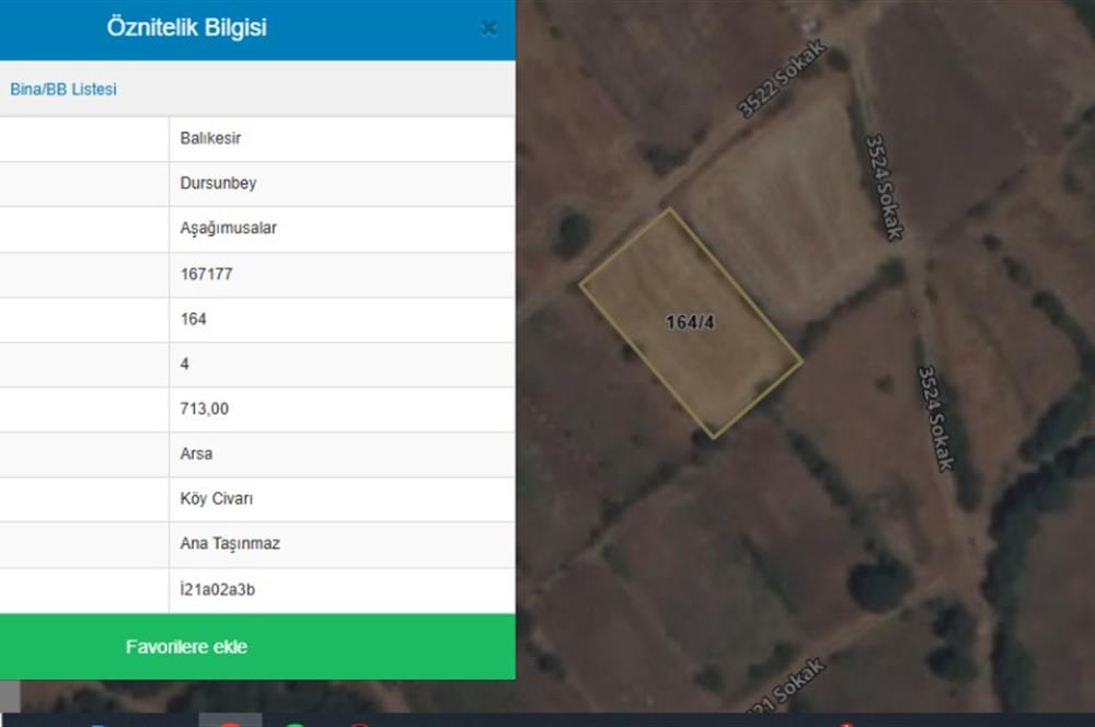 BALIKESİR-DURSUNBEYDE AŞAĞIMUSALAR' DA SATILIK ARSA