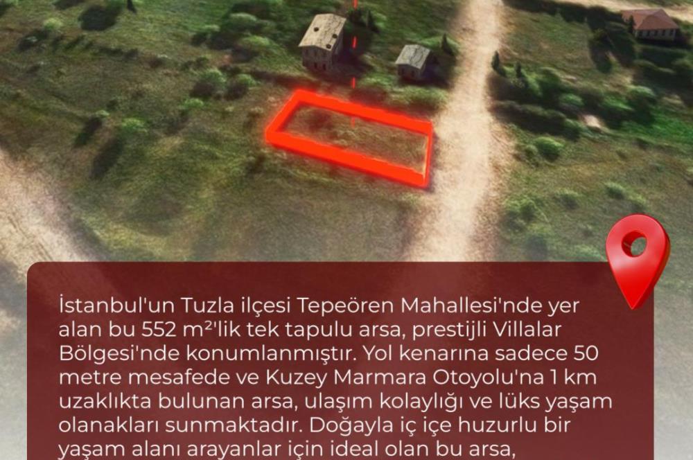 TEPEÖREN VİLLALAR BÖLGESİNDE VİLLA İMARLI SATILIK ARSA