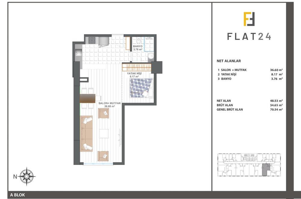 C21 NEXARDAN BASINEKSPRES FLAT 24 7. KAT 1.5+0 KİRALIK STÜDYO