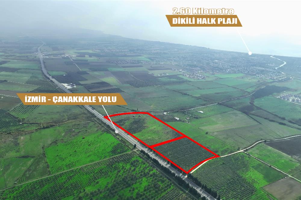 Dikili Salihler Çanakkale Yolu üstü mükemmel konumda tarla