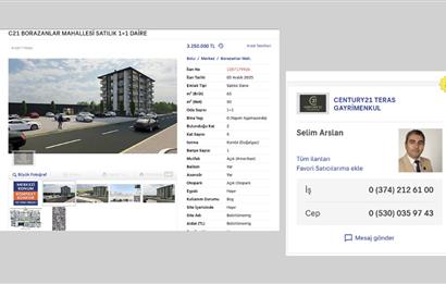 C21 BORAZANLAR MAHALLESİ SATILIK 1+1 DAİRE
