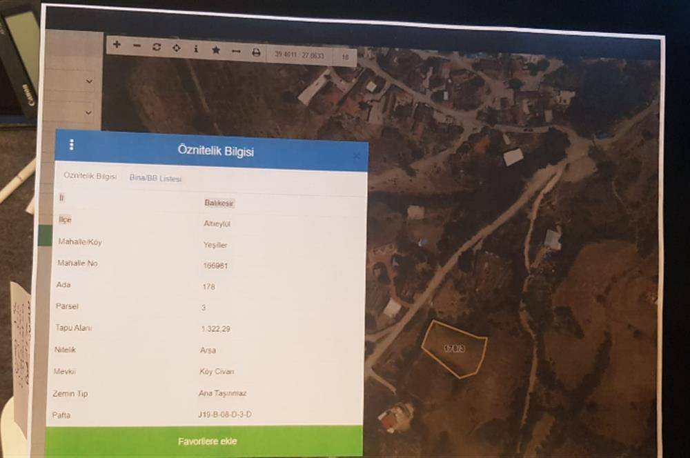 CENTURY21 Bal'DAN BALIKESİR-ALTIEYLÜL-YEŞİLLER MAHALLESİNDE SATILIK ARSAKLESİNDE SATILIK ARSALILESİNDE