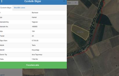 C21 LOCA'DAN SATILIK DERE KENARI SULANABİLİR 5700 M2 TARLA