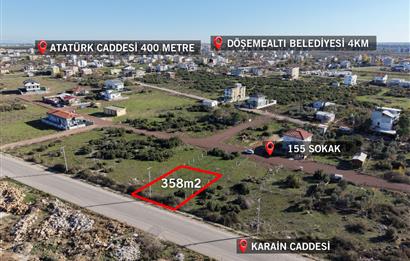 DÖŞEMEALTI YENİKÖY 358m2 TİCARİ+KONUT İMARLI SATILIK ARSA