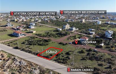 DÖŞEMEALTI YENİKÖY 358m2 TİCARİ+KONUT İMARLI SATILIK ARSA